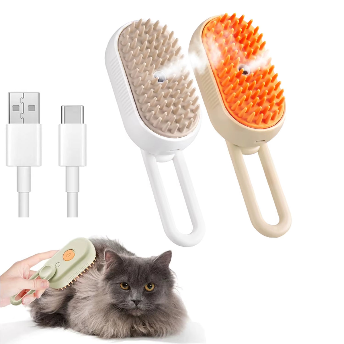 1~2Pcs Steam Pet Brush 3-In-1 Massage Dog Steamy Brush Spray Beauty Tangled and Loose Hair Removal Cats Grooming Comb Dogs